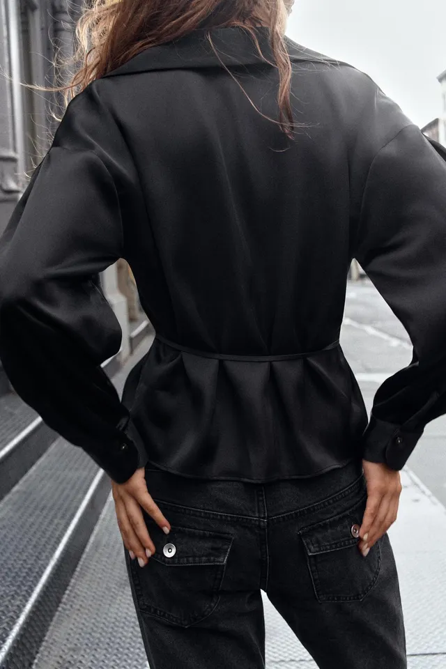 SATIN SHIRT WITH BELT – image 3