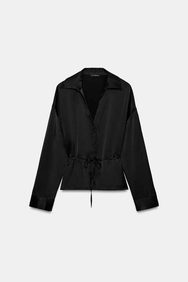 SATIN SHIRT WITH BELT – image 5