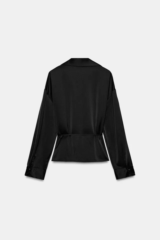 SATIN SHIRT WITH BELT – image 6