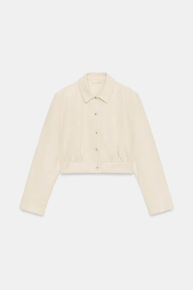 CROPPED LEATHER EFFECT SHIRT WITH SHOULDER PADS – image 5