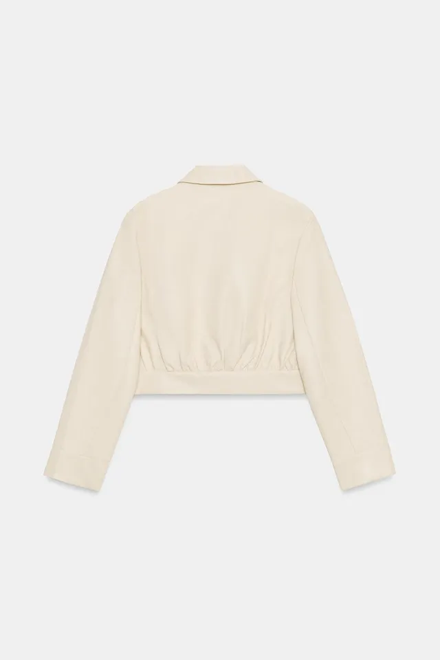 CROPPED LEATHER EFFECT SHIRT WITH SHOULDER PADS – image 6