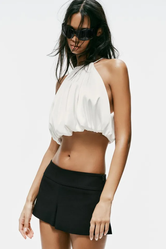 TOP CROP بمظهر ساتاني وتصميم بالون – صورة 2