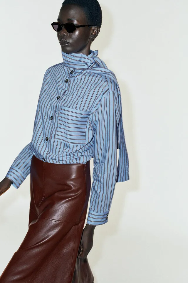 STRIPED SHIRT WITH TIE – image 4
