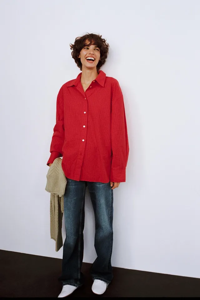 OVERSIZE CHECKED POPLIN SHIRT – image 3