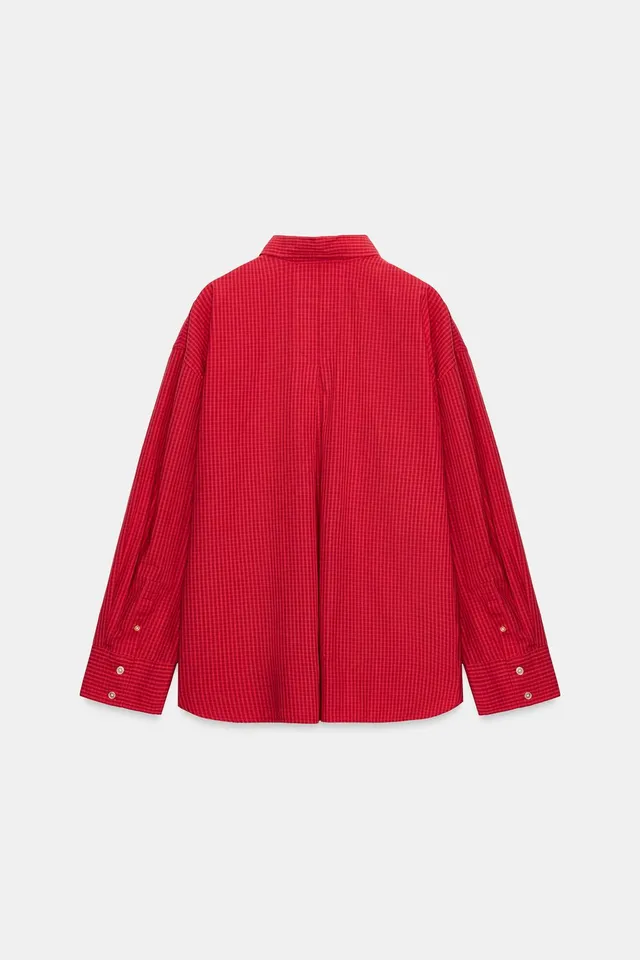 OVERSIZE CHECKED POPLIN SHIRT – image 7