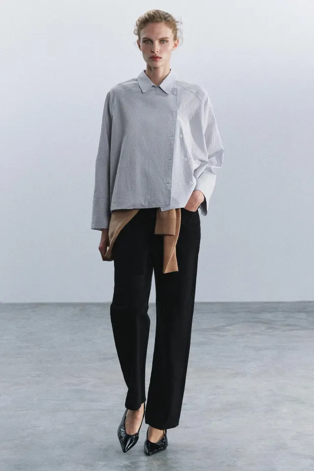 ZW COLLECTION STRIPED WRAP SHIRT