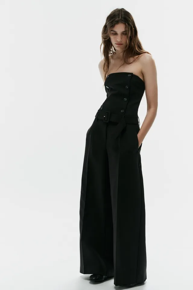 FULL-LENGTH JUMPSUIT WITH BUTTONS AND BELT
