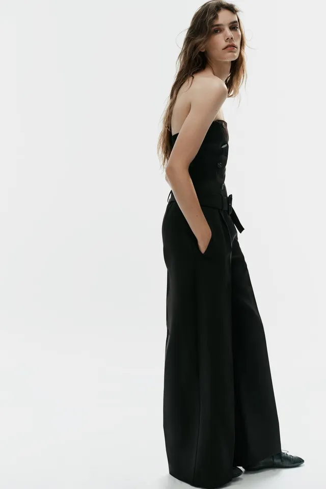 FULL-LENGTH JUMPSUIT WITH BUTTONS AND BELT – image 3