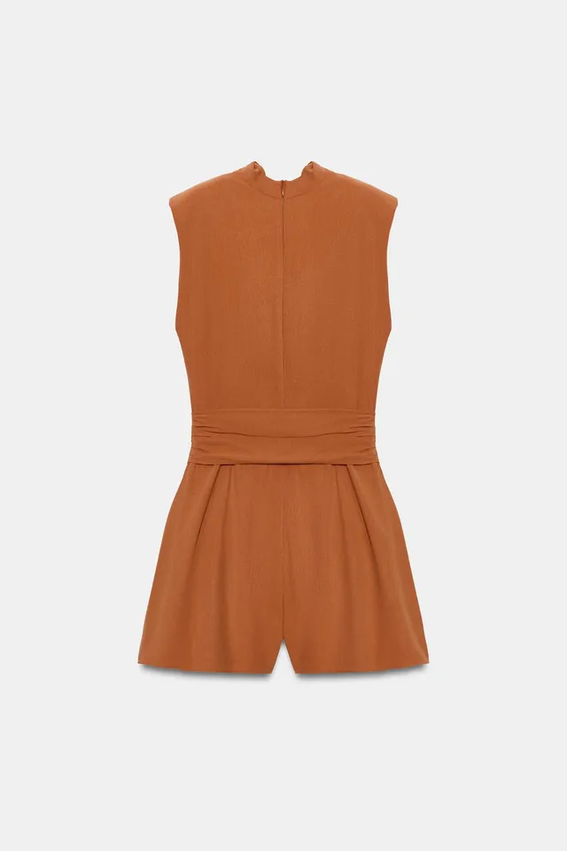 BELTED PLAYSUIT WITH SHOULDER PADS – image 7