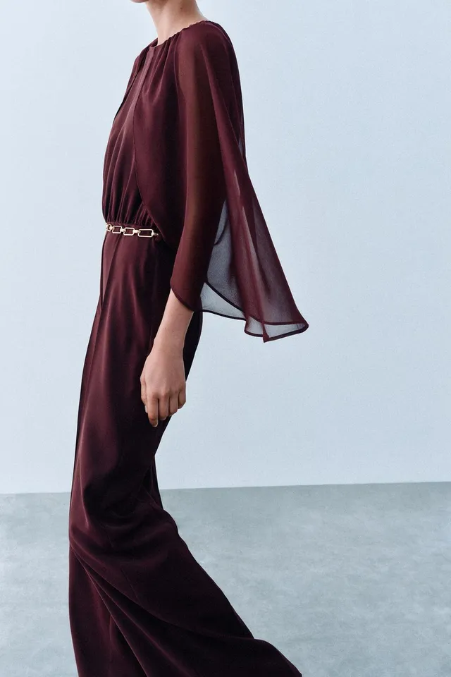 CAPE SLEEVE JUMPSUIT WITH BELT – image 4