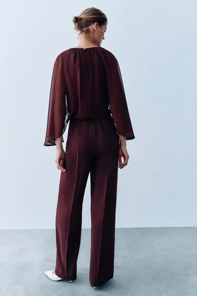 CAPE SLEEVE JUMPSUIT WITH BELT – image 5