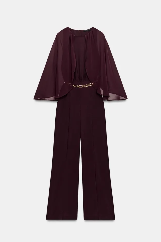 CAPE SLEEVE JUMPSUIT WITH BELT – image 6