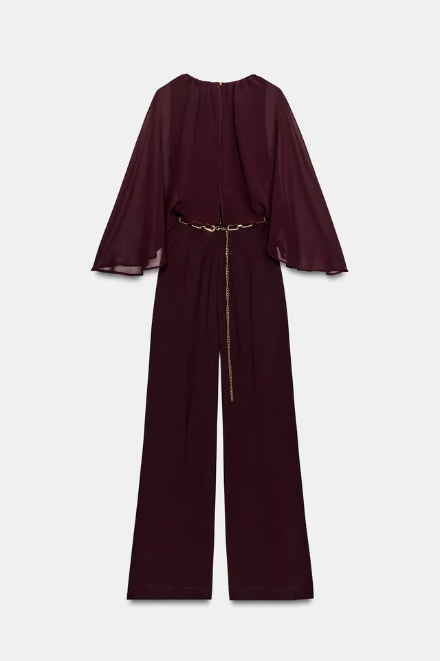 CAPE SLEEVE JUMPSUIT WITH BELT – image 7