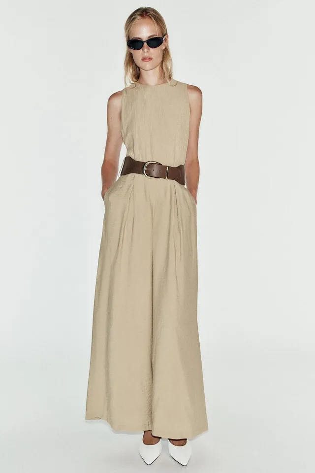 WIDE-LEG COMBINED JUMPSUIT WITH BELT