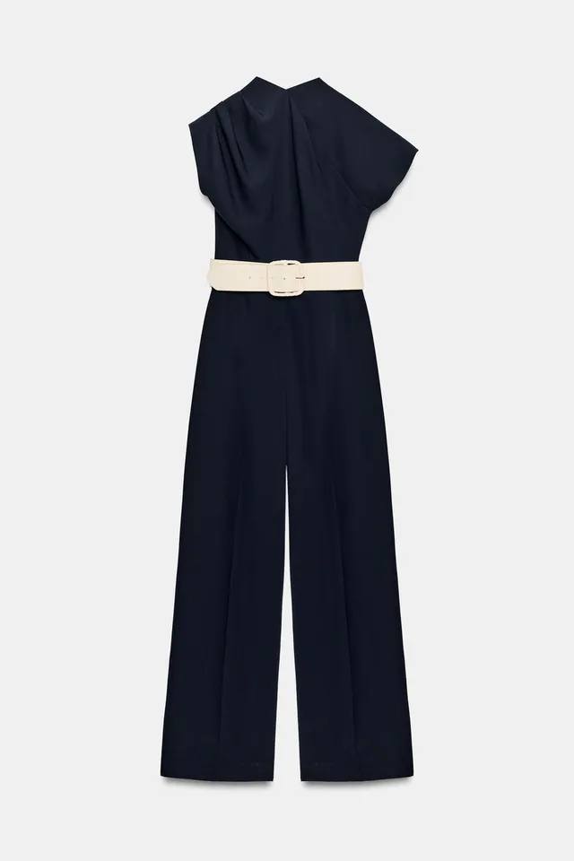 ASYMMETRIC SLEEVE JUMPSUIT WITH BELT – image 8