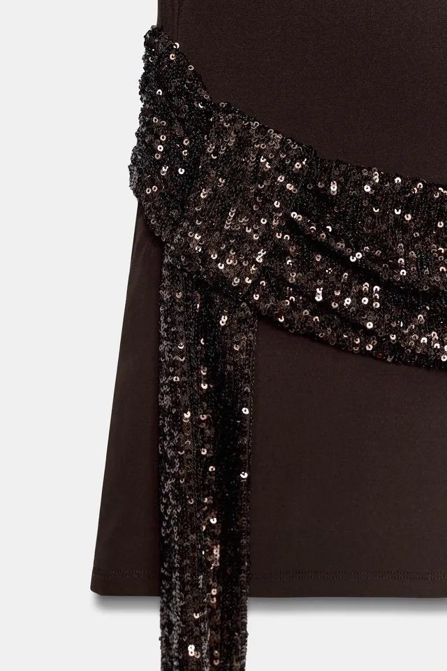 SEQUINNED SASH MINI DRESS – image 6