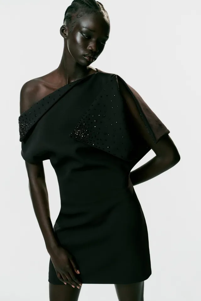 ASYMMETRIC GLITTER MINI DRESS – image 2