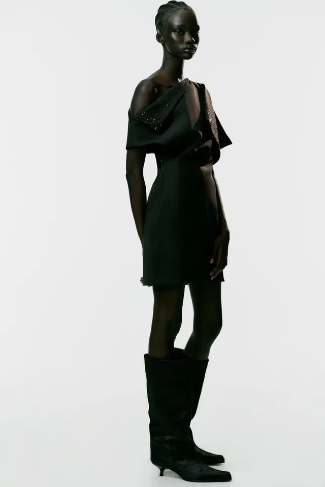 ASYMMETRIC GLITTER MINI DRESS – image 3