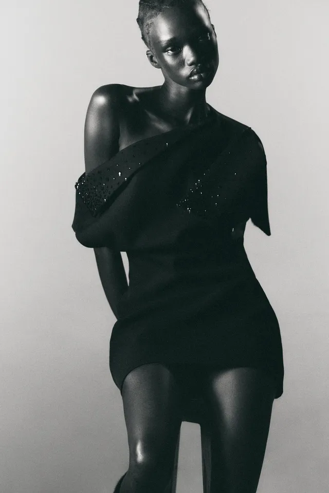ASYMMETRIC GLITTER MINI DRESS – image 6