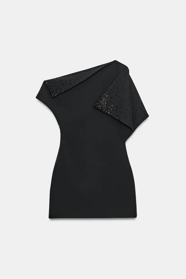 ASYMMETRIC GLITTER MINI DRESS – image 7