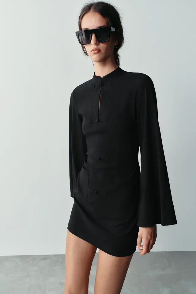 SHORT DRESS WITH FROG FASTENING – image 2