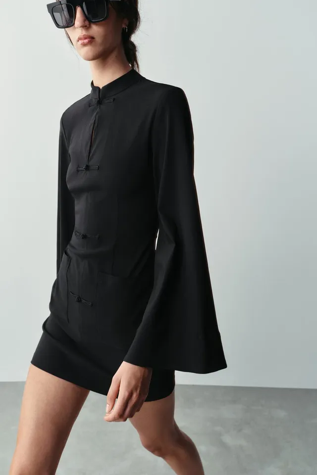 SHORT DRESS WITH FROG FASTENING – image 3