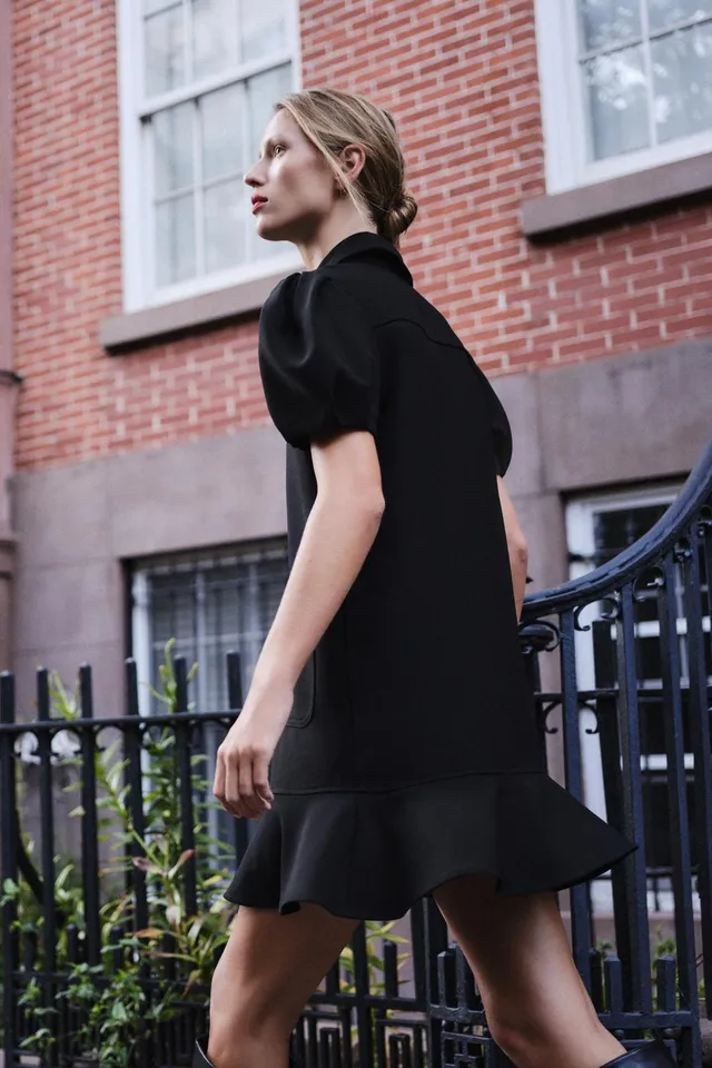 SHORT DRESS WITH PLEATED SLEEVES – image 4