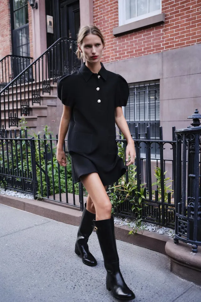 SHORT DRESS WITH PLEATED SLEEVES – image 5