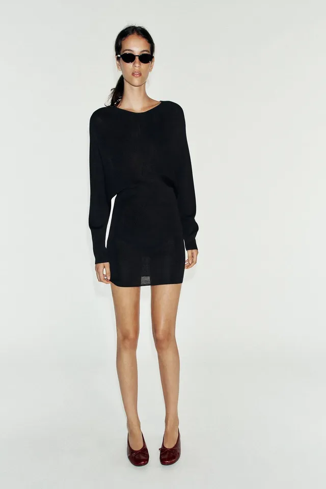 SHORT RIBBED DRESS WITH SEAM DETAILS