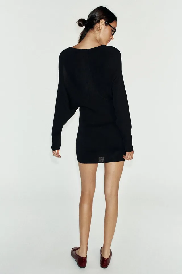 SHORT RIBBED DRESS WITH SEAM DETAILS – image 4