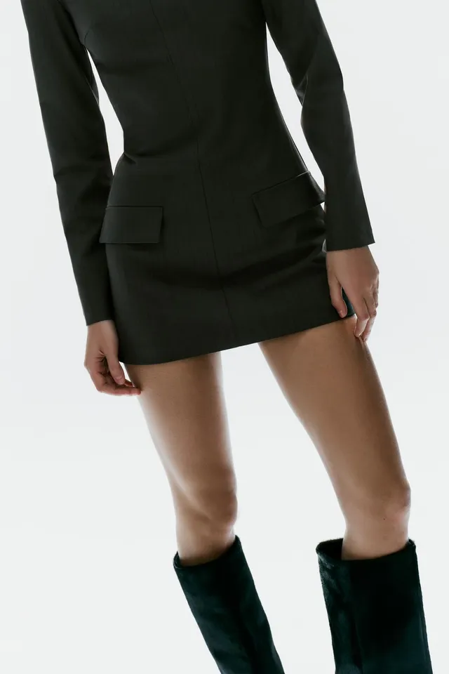 STRIPED HIGH NECK DRESS WITH POCKETS – image 3