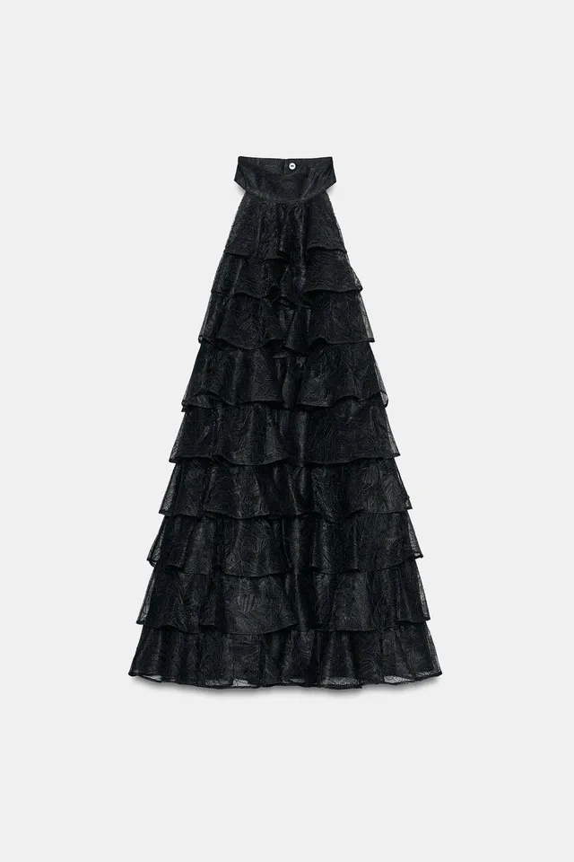 SHORT RUFFLED LACE DRESS – image 5
