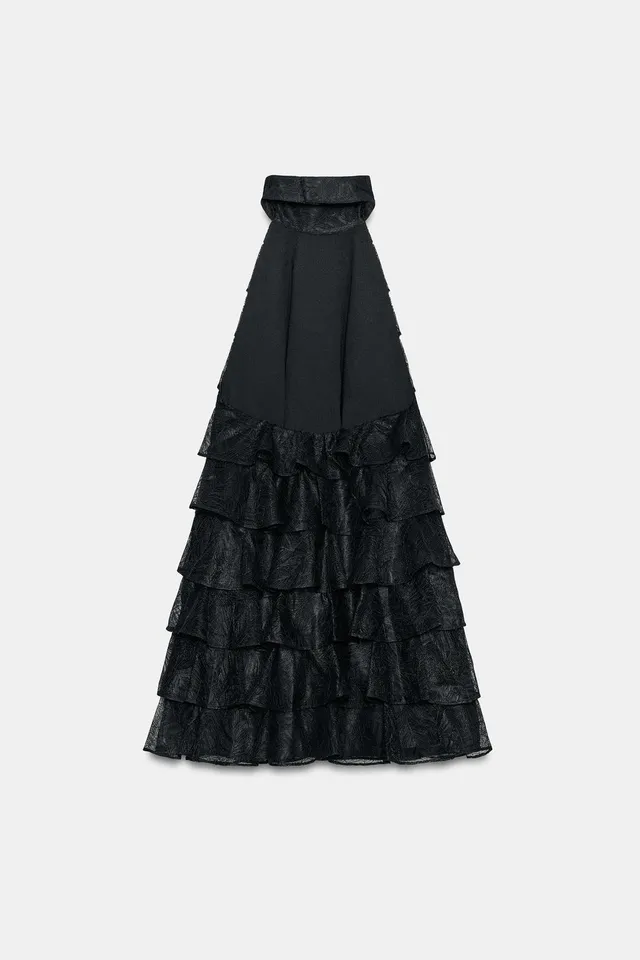 SHORT RUFFLED LACE DRESS – image 6