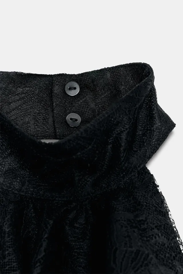 SHORT RUFFLED LACE DRESS – image 7