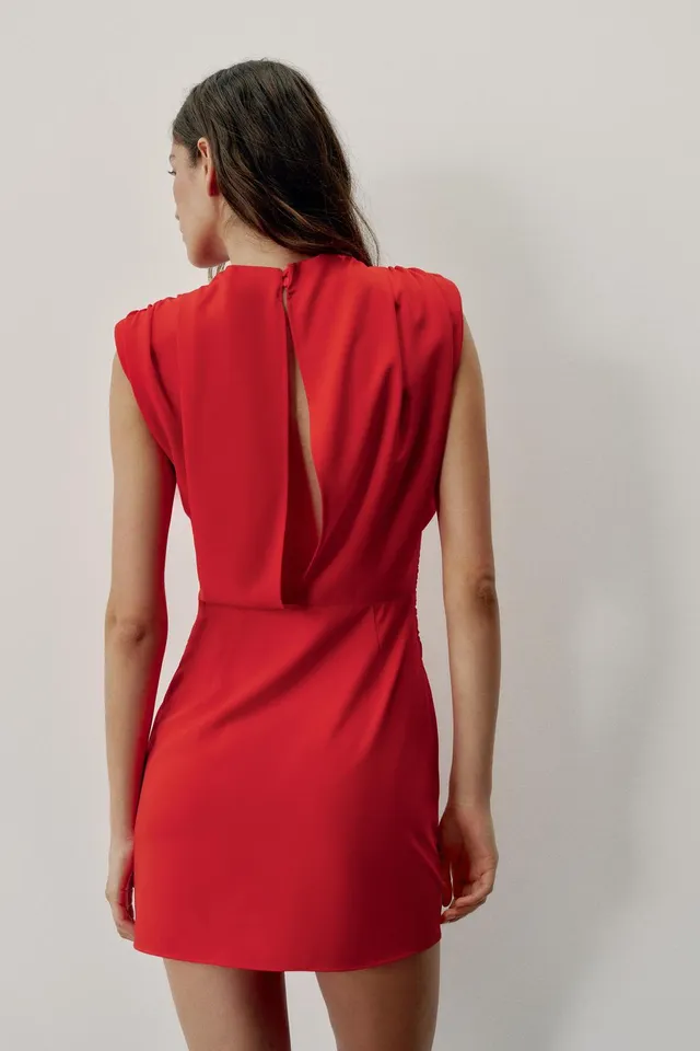 DRAPED SHOULDER PAD MINI DRESS – image 5