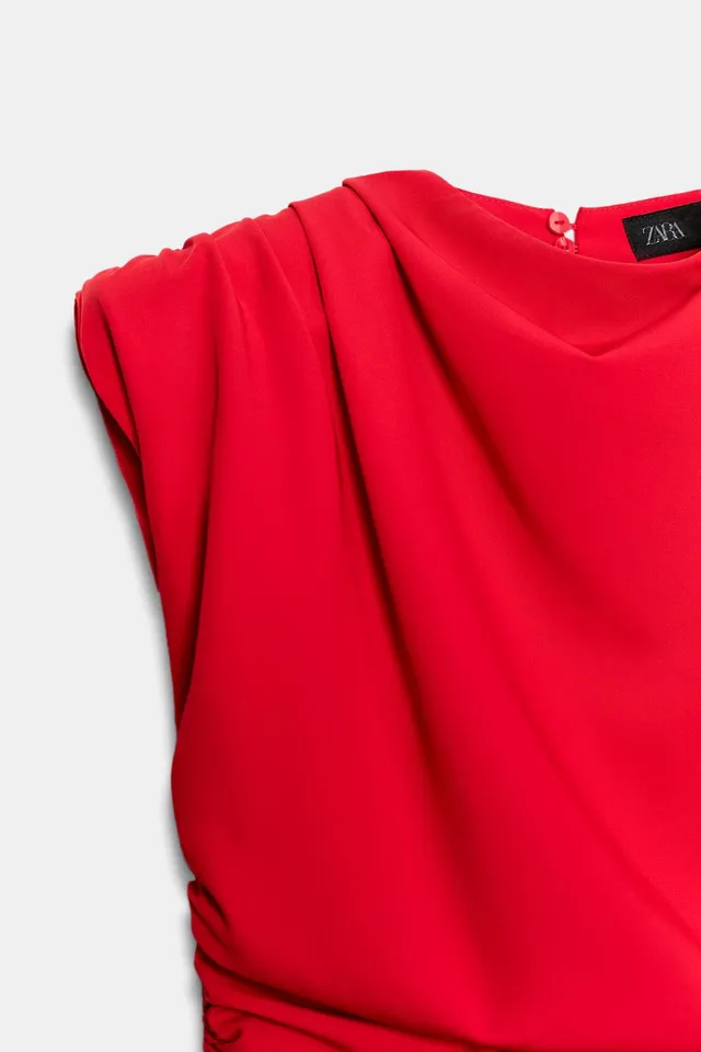 DRAPED SHOULDER PAD MINI DRESS – image 9
