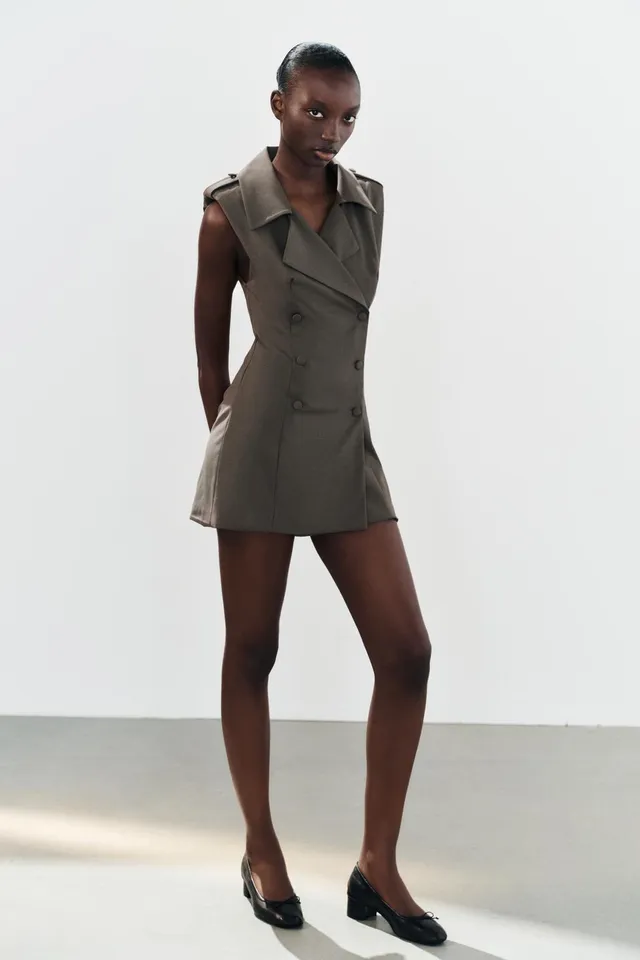 MINI DRESS WITH BELT LOOPS AND BUTTONS