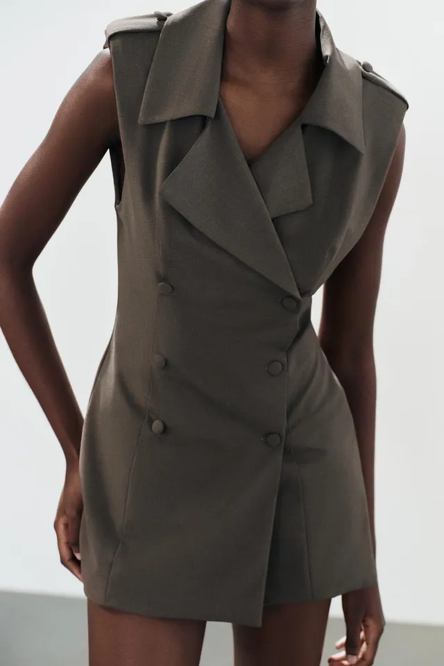 MINI DRESS WITH BELT LOOPS AND BUTTONS – image 4