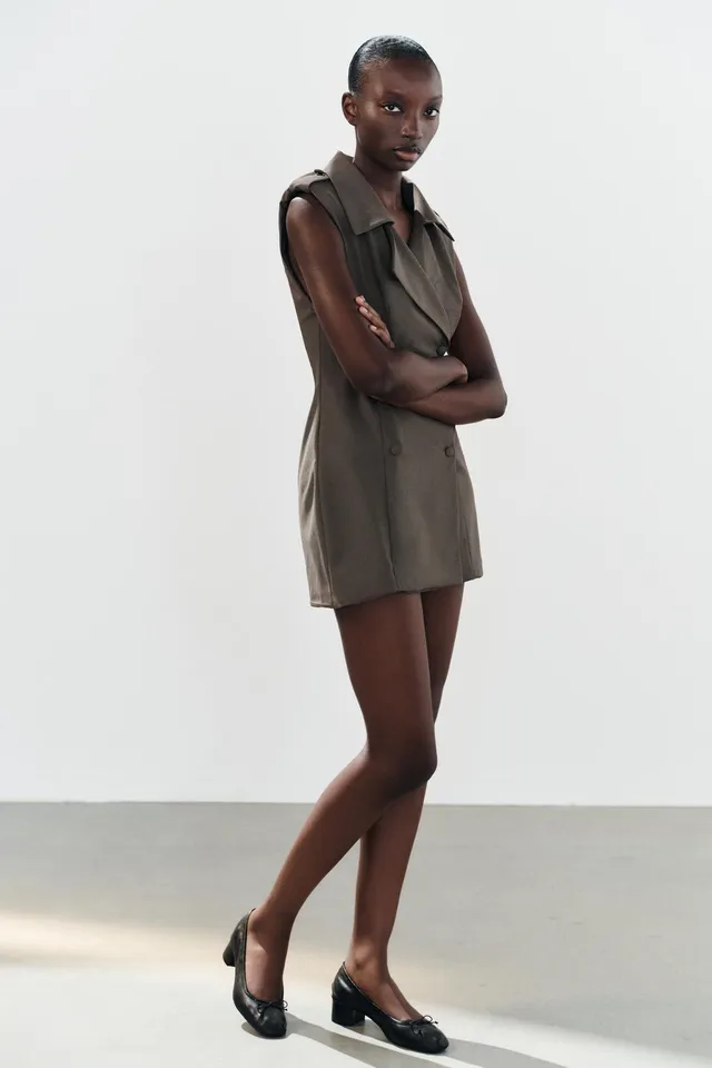 MINI DRESS WITH BELT LOOPS AND BUTTONS – image 5