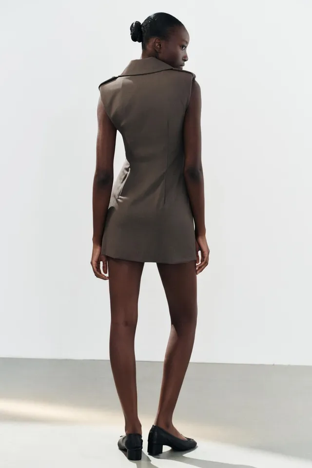 MINI DRESS WITH BELT LOOPS AND BUTTONS – image 6