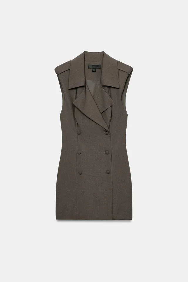 MINI DRESS WITH BELT LOOPS AND BUTTONS – image 7