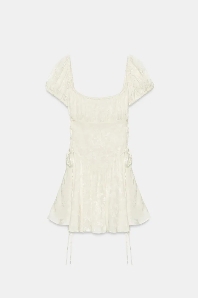 MINI JACQUARD DRESS WITH TIES – image 4