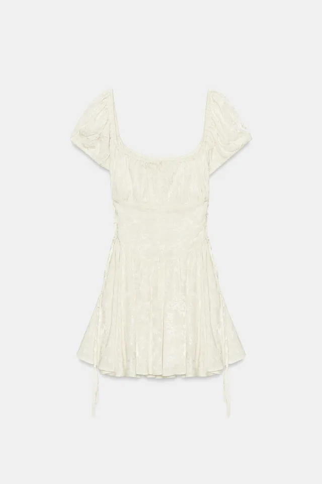 MINI JACQUARD DRESS WITH TIES – image 5