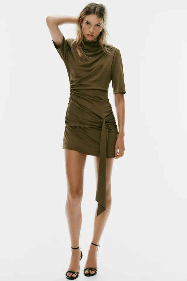 GATHERED SASH MINI DRESS
