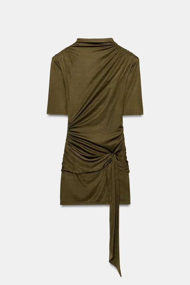 GATHERED SASH MINI DRESS – image 8
