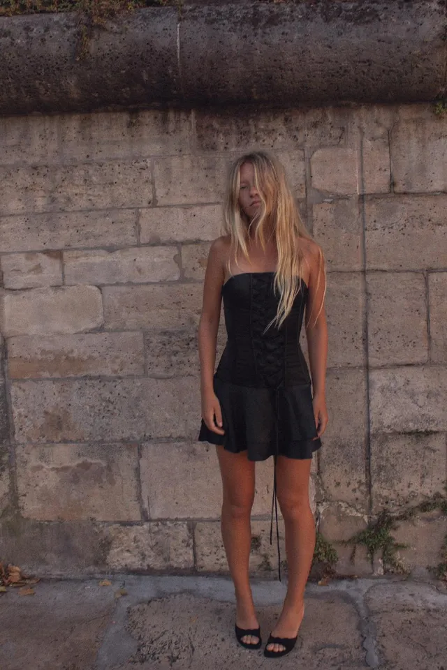 CORSETRY-INSPIRED RUFFLED MINI DRESS