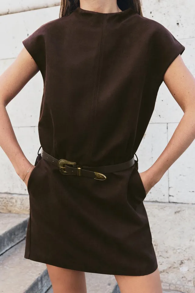 FAUX SUEDE BELTED MINI DRESS – image 2