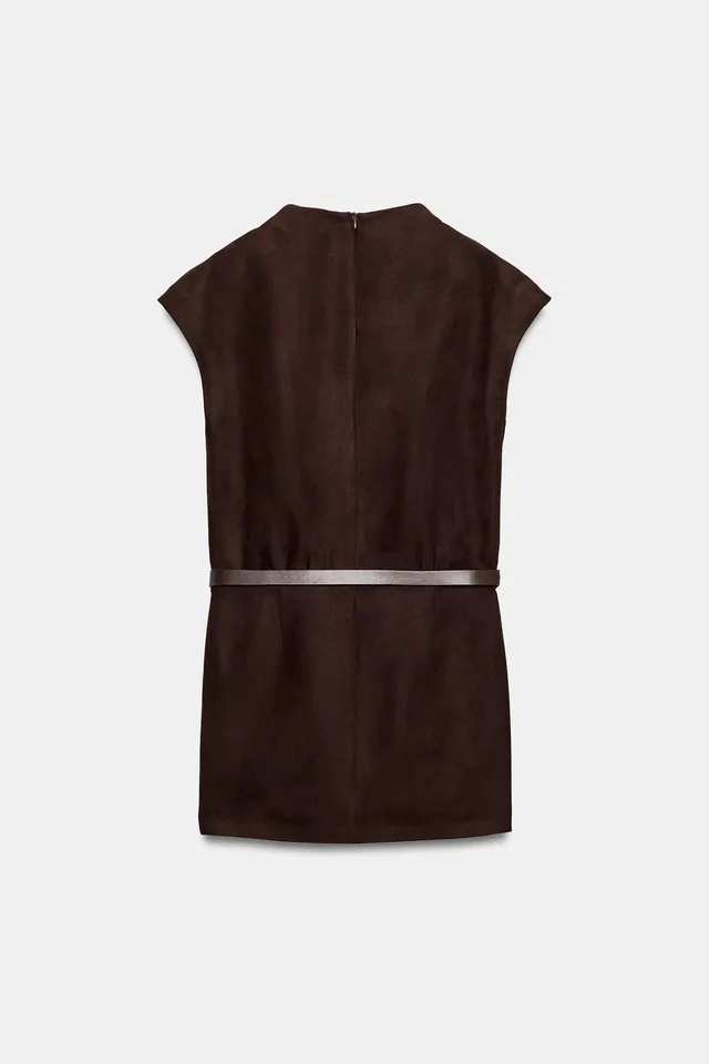 FAUX SUEDE BELTED MINI DRESS – image 6