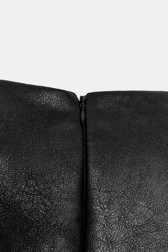 LEATHER EFFECT SHORT DRESS WITH SHOULDER PADS – image 8