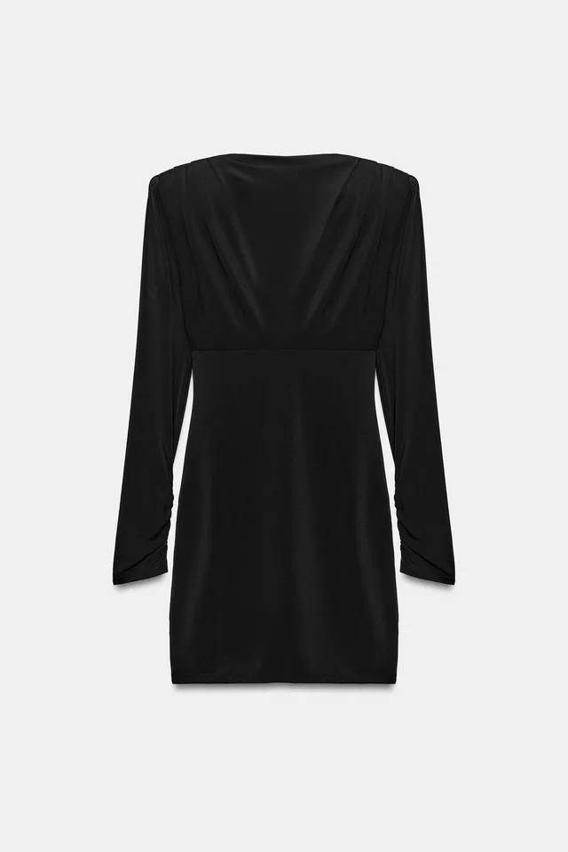 PLEATED MINI DRESS WITH SHOULDER PADS – image 7